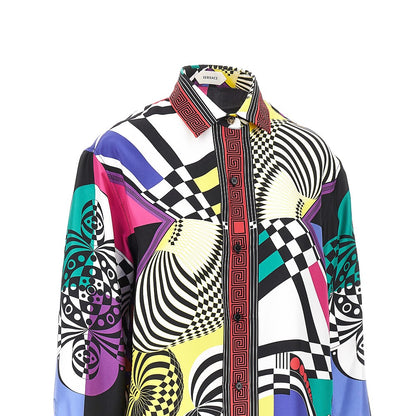 VERSACE Printed silk twill shirt