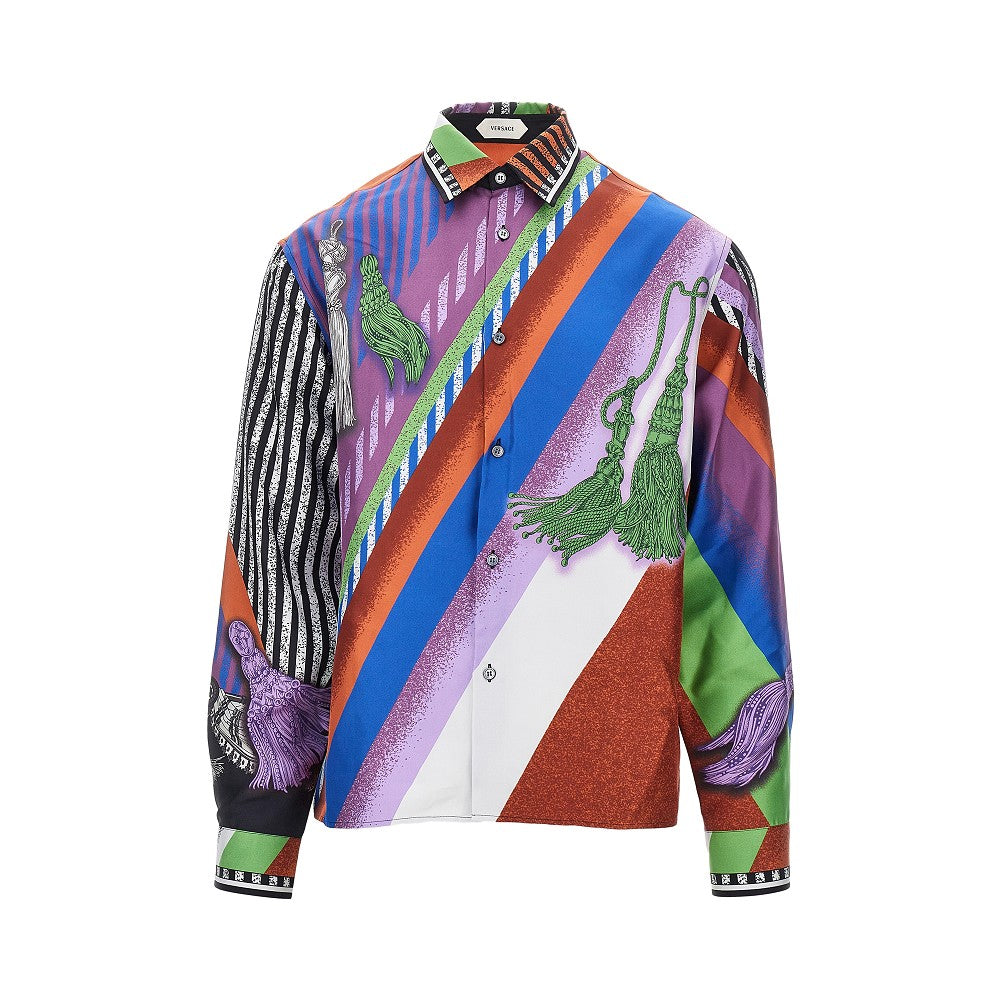 VERSACE Silk twill shirt with Formula 6 print