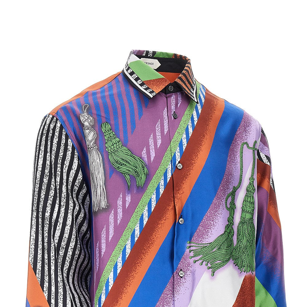 VERSACE Silk twill shirt with Formula 6 print