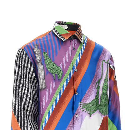 VERSACE Silk twill shirt with Formula 6 print