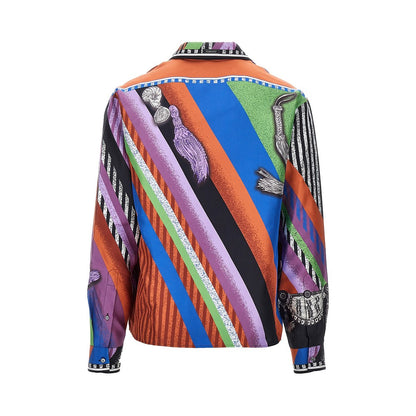 VERSACE Silk twill shirt with Formula 6 print