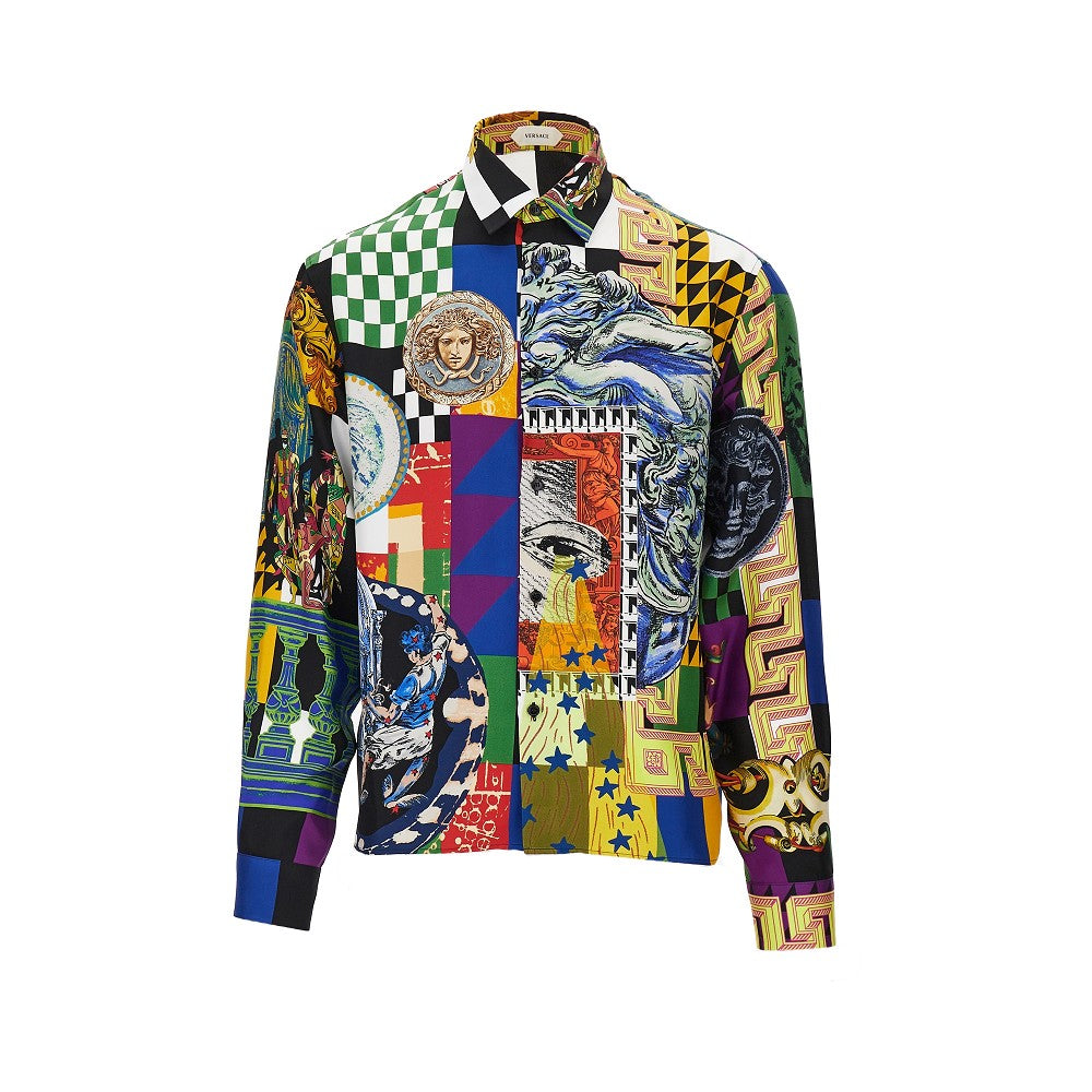 VERSACE Printed silk twill shirt