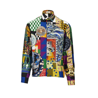 VERSACE Printed silk twill shirt