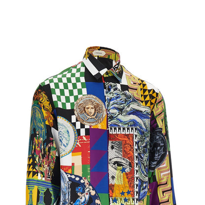 VERSACE Printed silk twill shirt