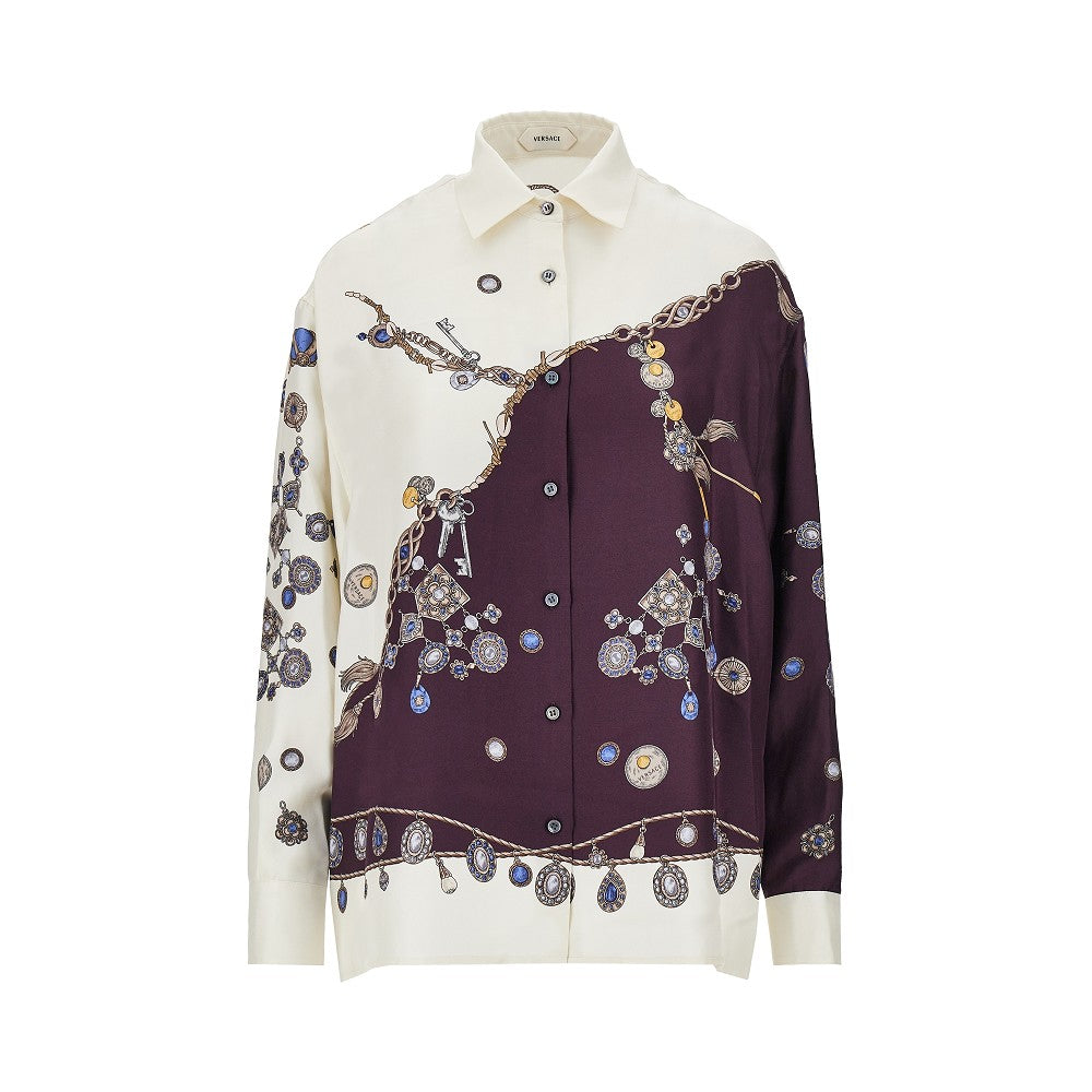 VERSACE Silk shirt with 'Stolen Jewels' print