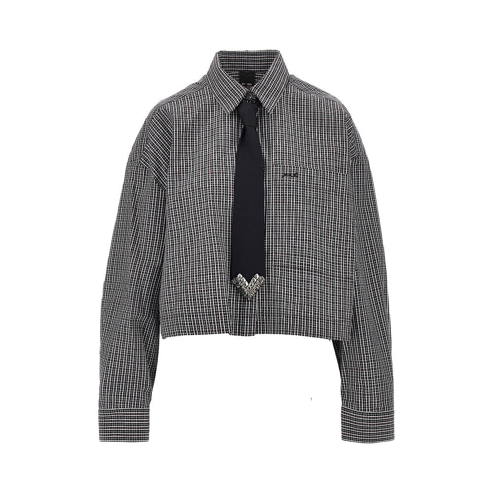 PINKO Check cropped shirt with necktie