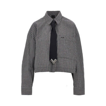 PINKO Check cropped shirt with necktie