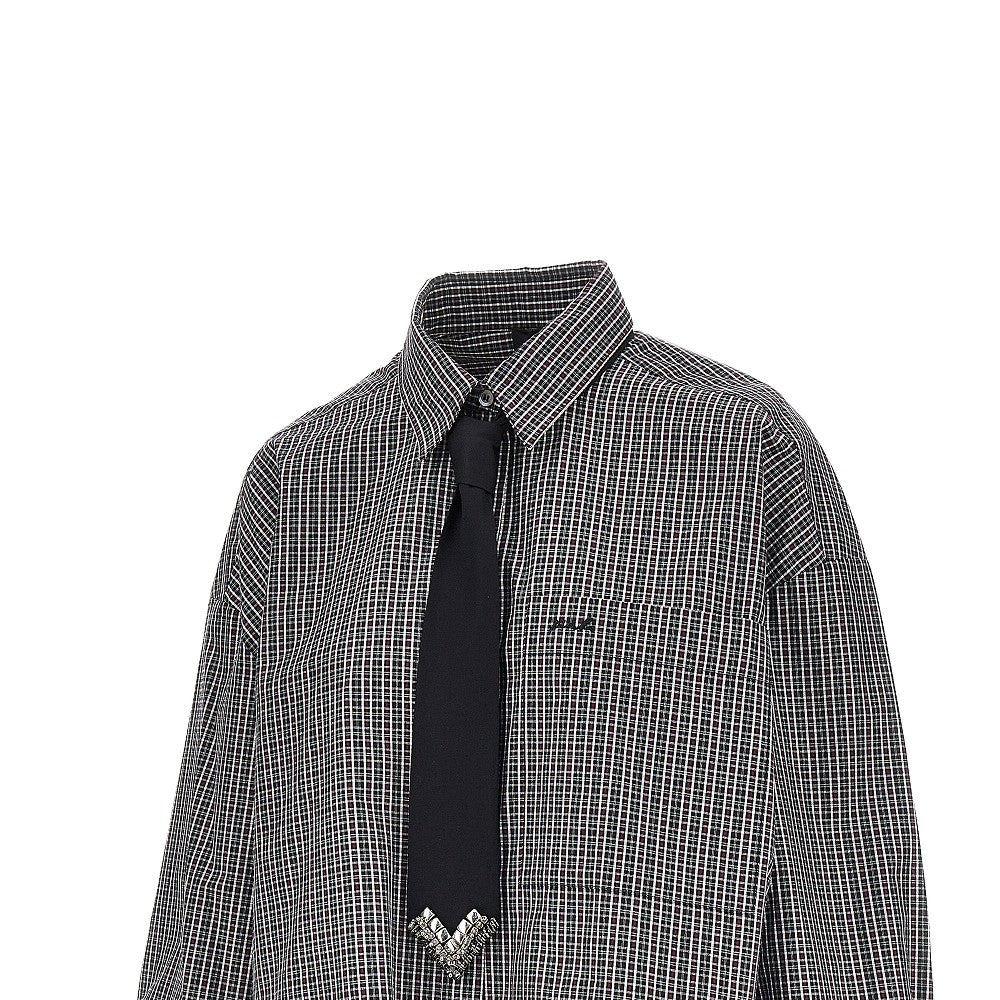 PINKO Check cropped shirt with necktie