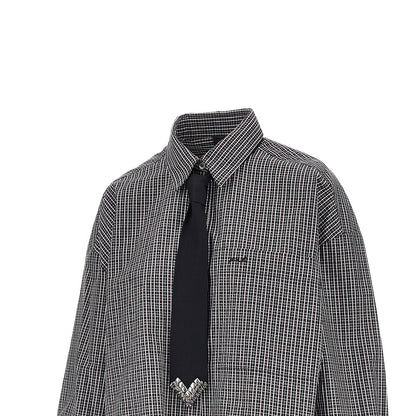 PINKO Check cropped shirt with necktie