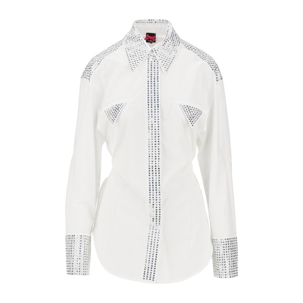 PINKO Strass-embellished poplin shirt