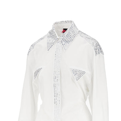 PINKO Strass-embellished poplin shirt