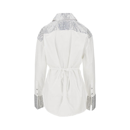 PINKO Strass-embellished poplin shirt