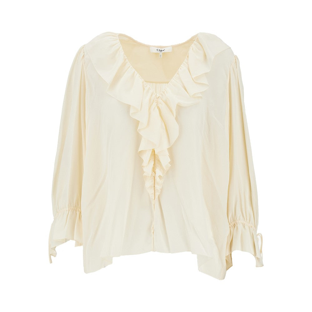 CHLOE' Ruffled crêpe de chine blouse