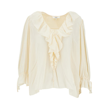 CHLOE' Ruffled crêpe de chine blouse