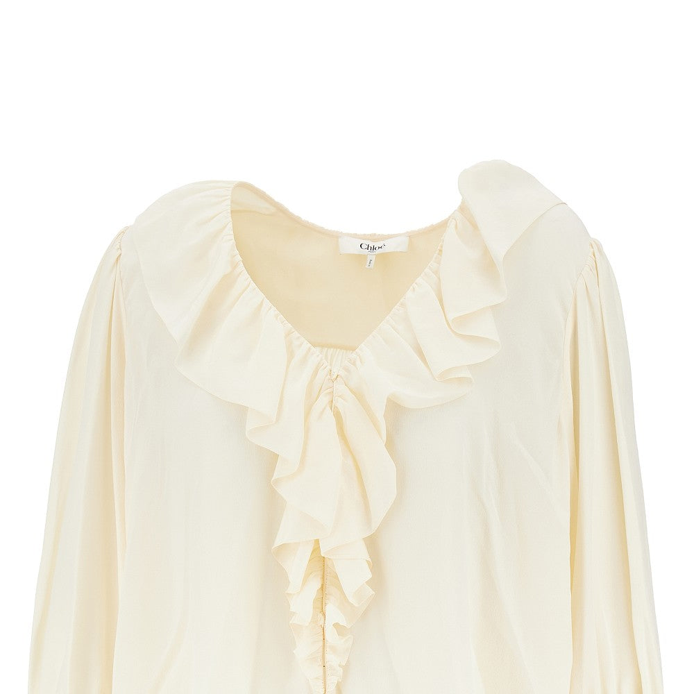 CHLOE' Ruffled crêpe de chine blouse