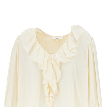 CHLOE' Ruffled crêpe de chine blouse