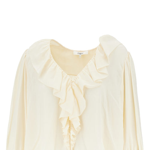 CHLOE' Ruffled crêpe de chine blouse