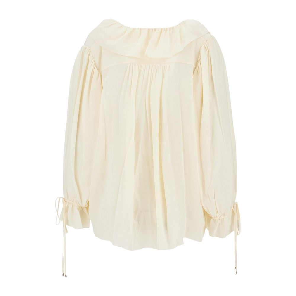 CHLOE' Ruffled crêpe de chine blouse