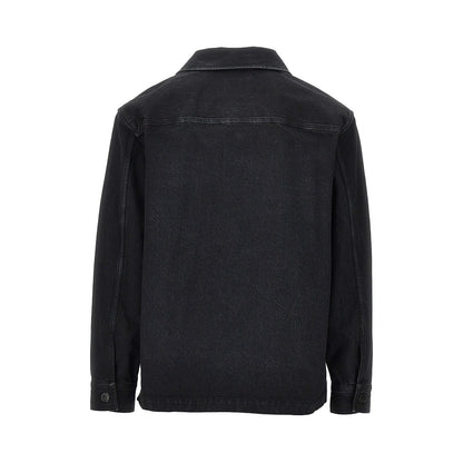 SAINT LAURENT Denim overshirt with Cassandre embroidery