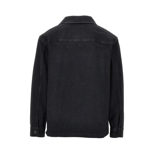 SAINT LAURENT Denim overshirt with Cassandre embroidery