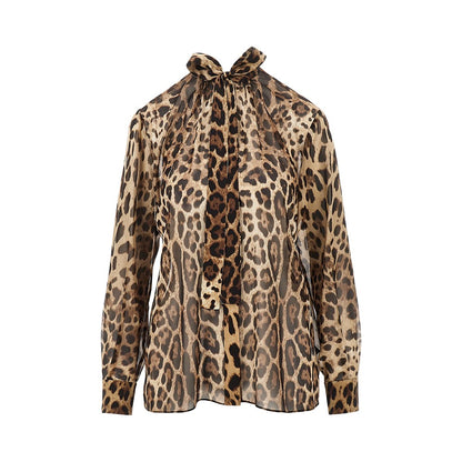DOLCE&GABBANA Silk georgette shirt with Leo print