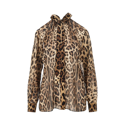 DOLCE&GABBANA Silk georgette shirt with Leo print