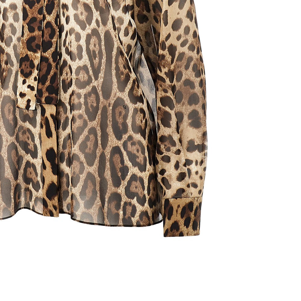 DOLCE&GABBANA Silk georgette shirt with Leo print