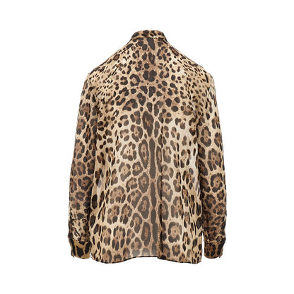 DOLCE&GABBANA Silk georgette shirt with Leo print