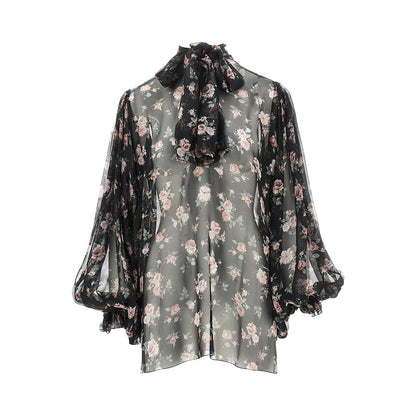 DOLCE&GABBANA Vintage roses print chiffon blouse