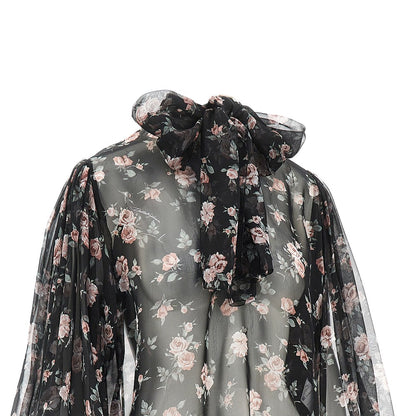 DOLCE&GABBANA Vintage roses print chiffon blouse