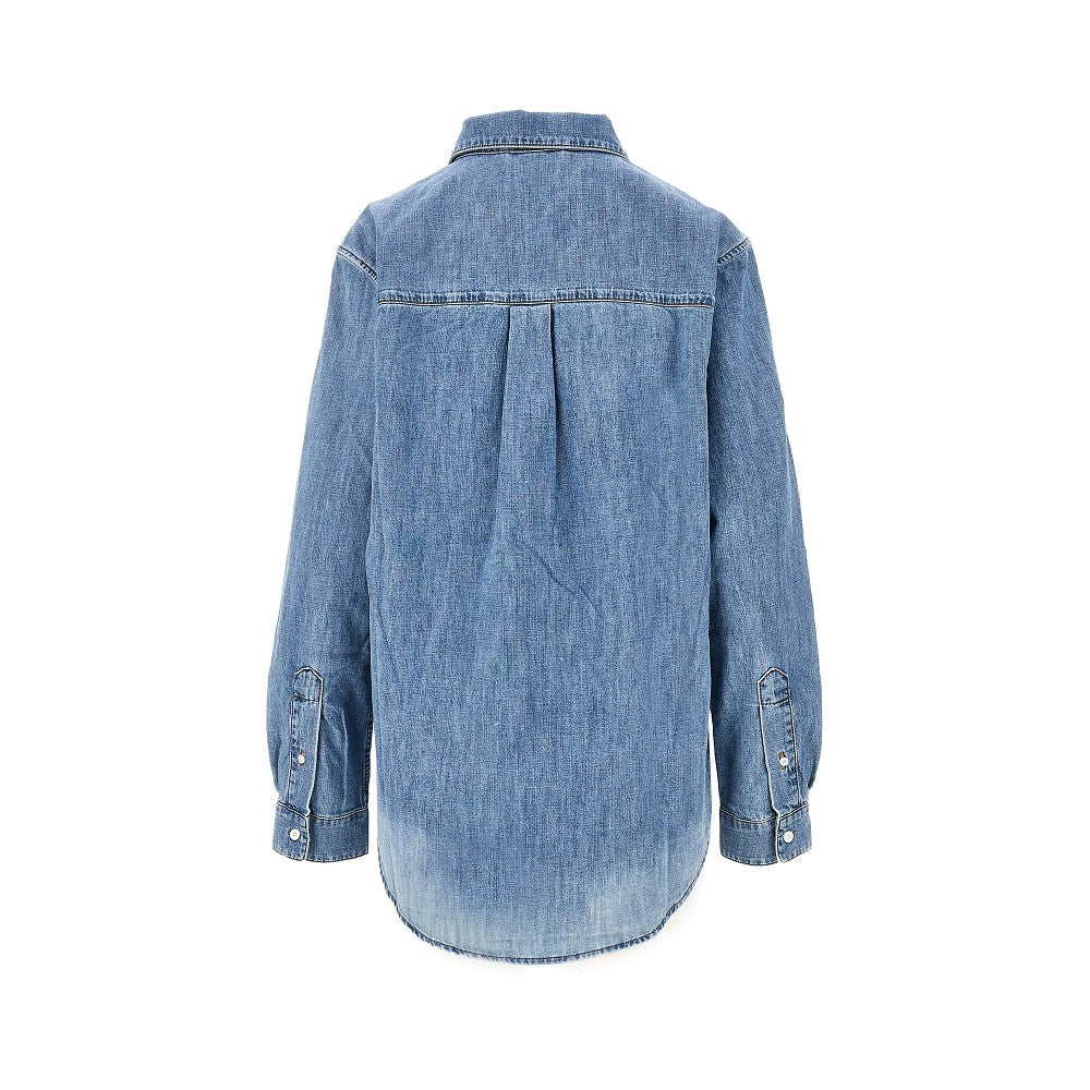 MIU MIU Logo embroidery chambray denim shirt