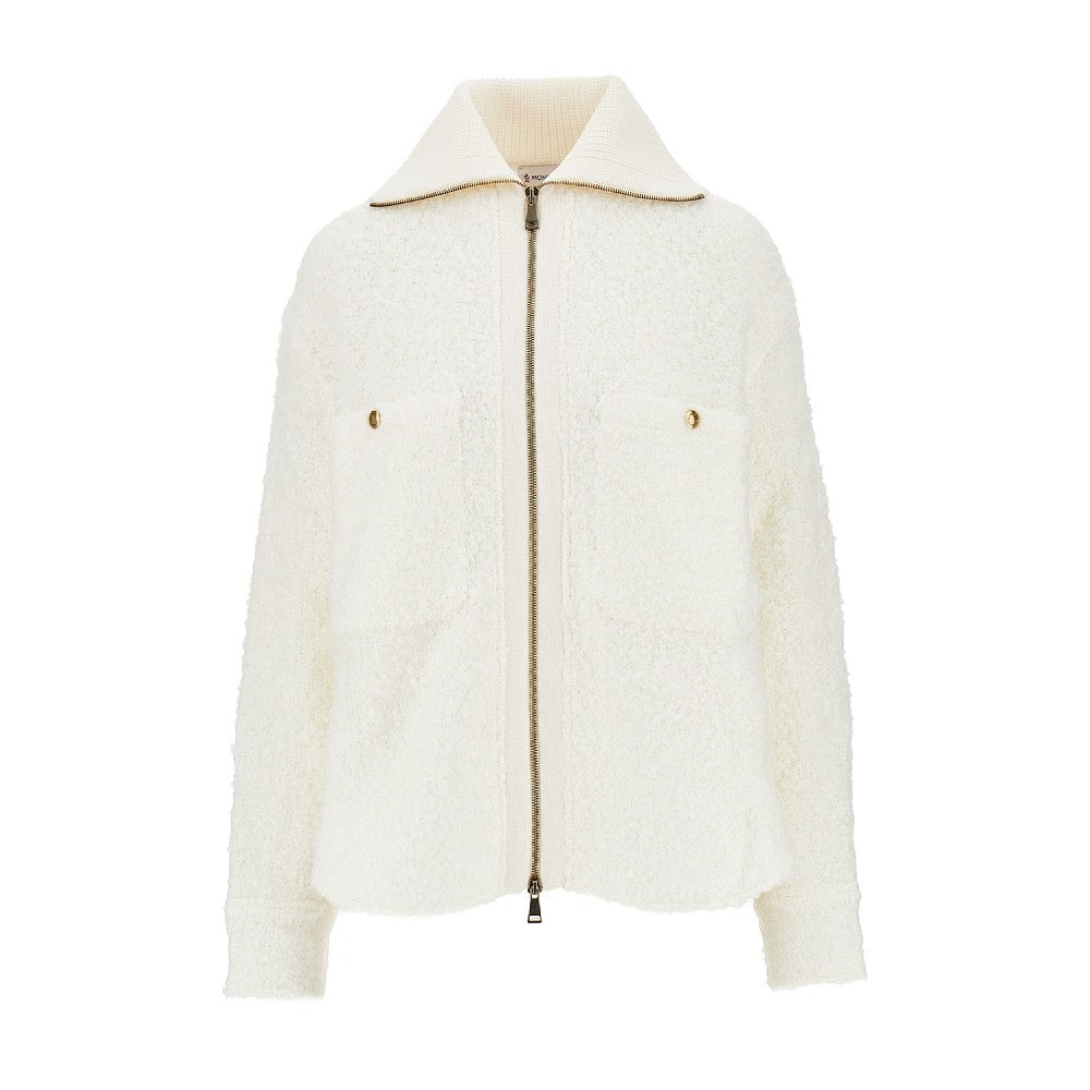 MONCLER Bouclé knit full-zip cardigan