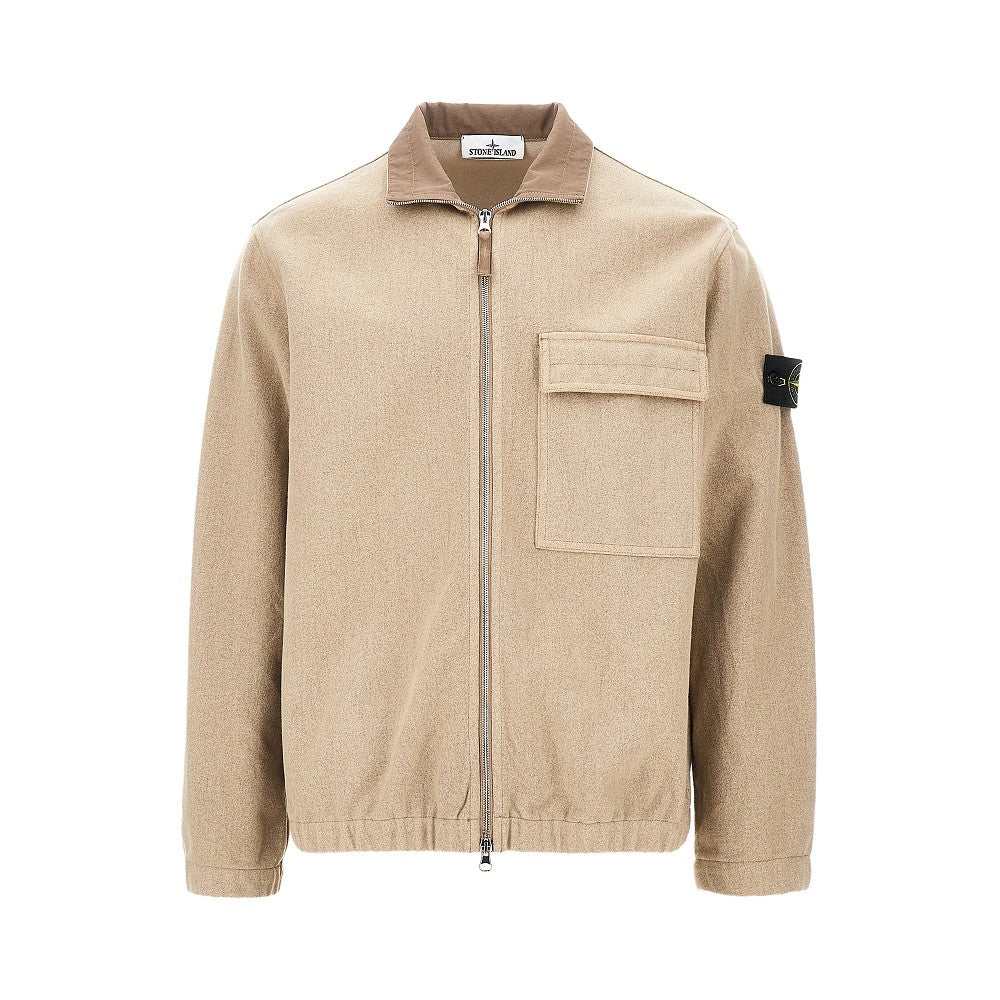 STONE ISLAND Wool-blend full-zip overshirt