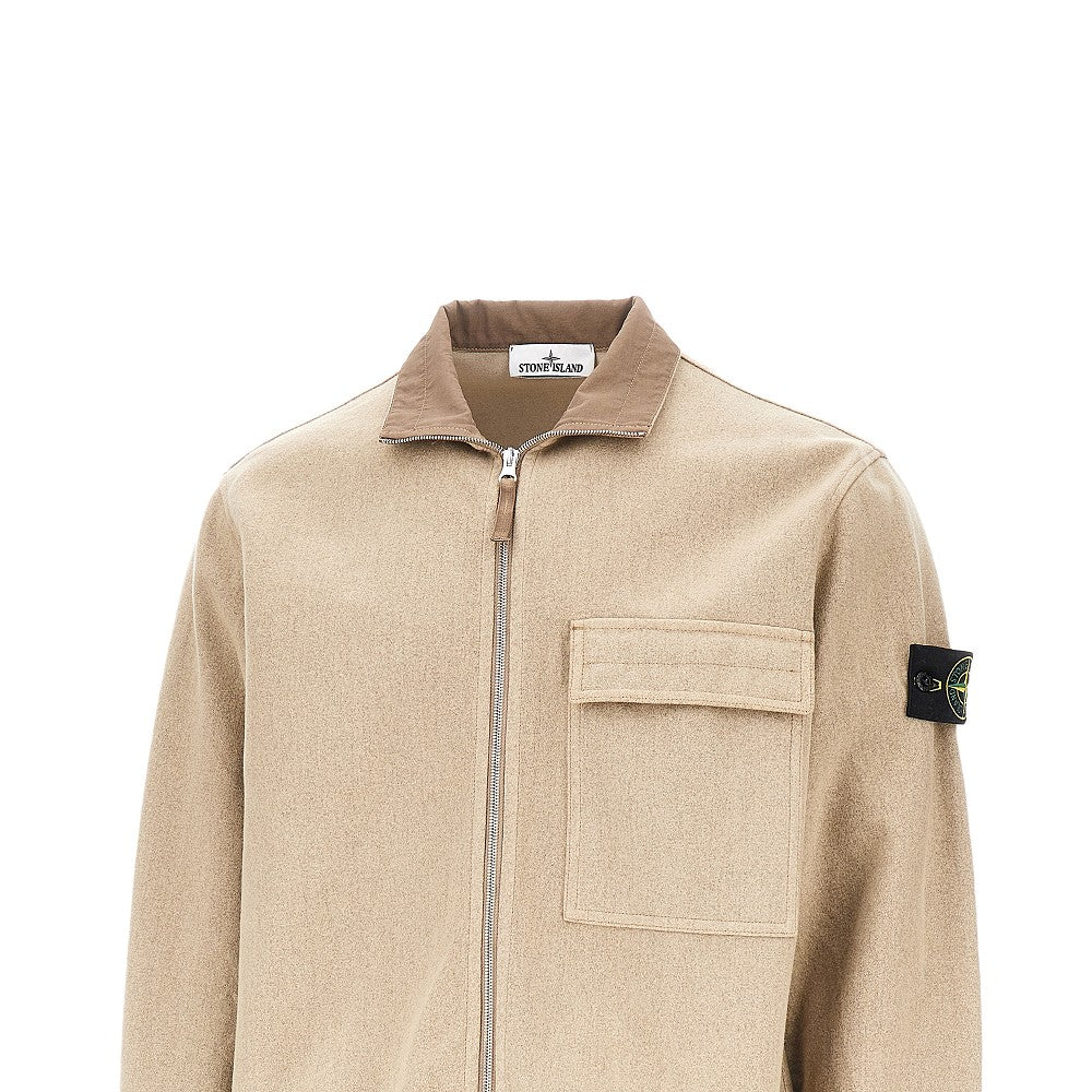 STONE ISLAND Wool-blend full-zip overshirt