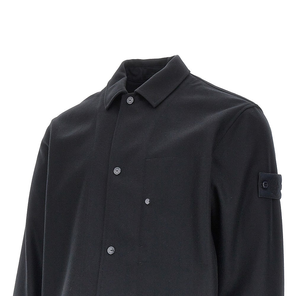 STONE ISLAND Virgin wool-blend cloth overshirt