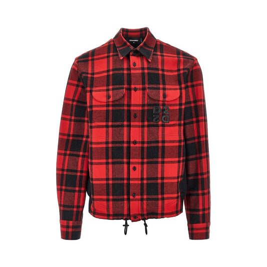 DSQUARED2 Nylon and flannel hybrid overshirt