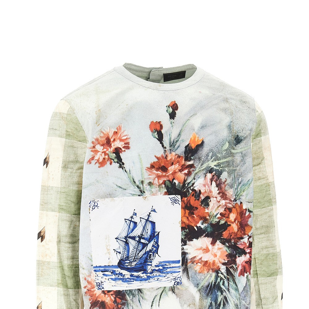 Prada Printed cotton crewneck shirt
