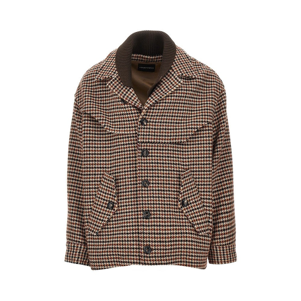 EMPORIO ARMANI Knitted caban with houndstooth motif