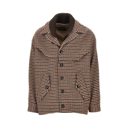 EMPORIO ARMANI Knitted caban with houndstooth motif
