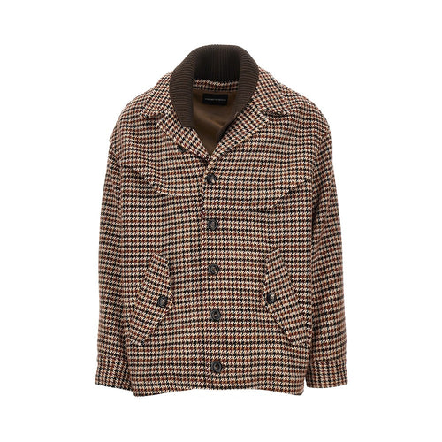EMPORIO ARMANI Knitted caban with houndstooth motif