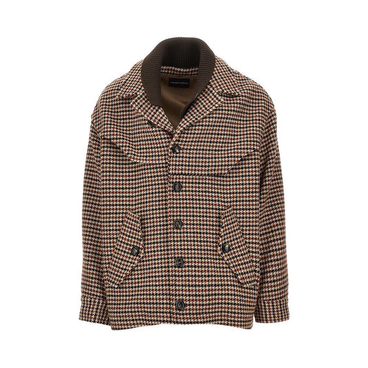 EMPORIO ARMANI Knitted caban with houndstooth motif