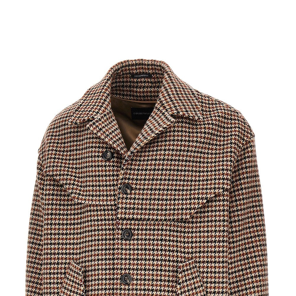 EMPORIO ARMANI Knitted caban with houndstooth motif