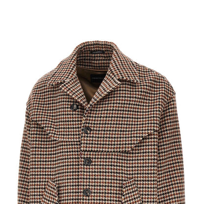 EMPORIO ARMANI Knitted caban with houndstooth motif