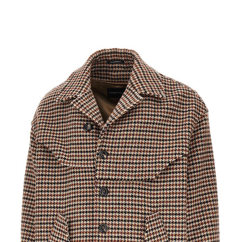 EMPORIO ARMANI Knitted caban with houndstooth motif