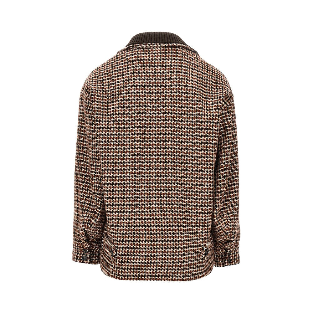 EMPORIO ARMANI Knitted caban with houndstooth motif