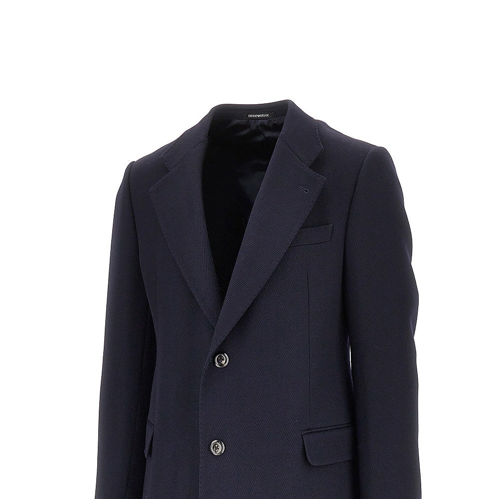 EMPORIO ARMANI Wool tricotine single-breasted coat