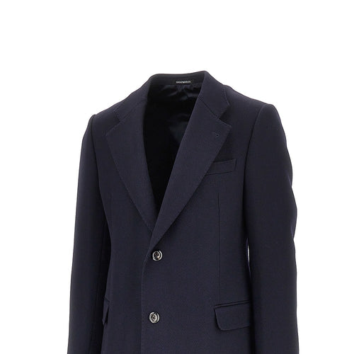 EMPORIO ARMANI Wool tricotine single-breasted coat
