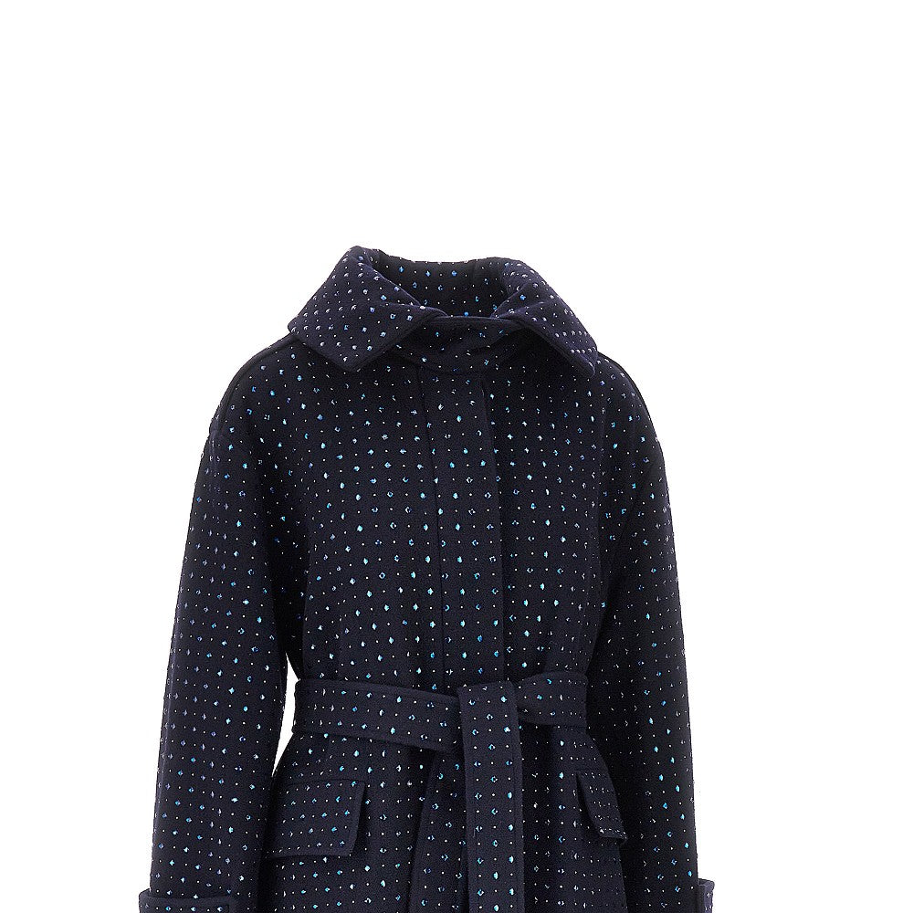 PINKO Full-strass wool long coat