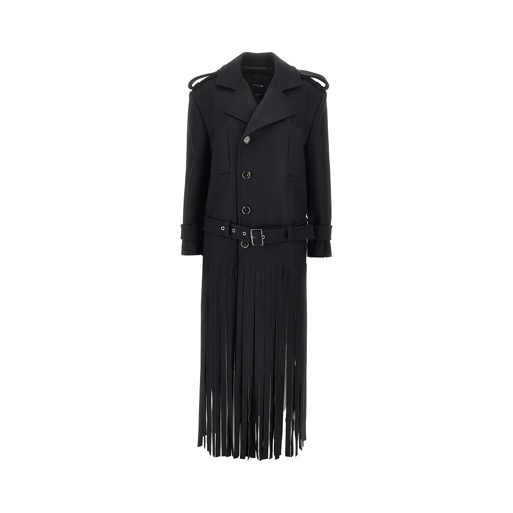 PINKO Fringed oversized cloth coat