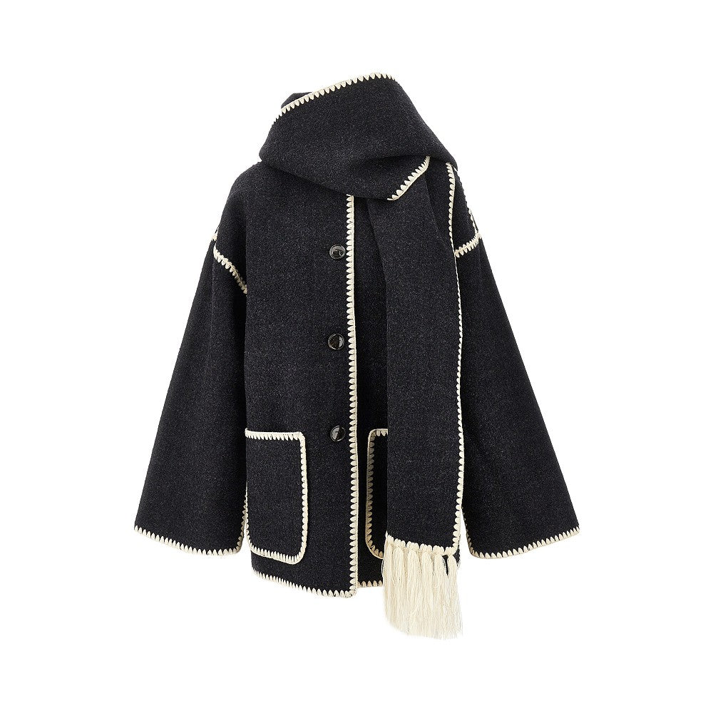 TOTEME Wool-blend coat with integrated scarf